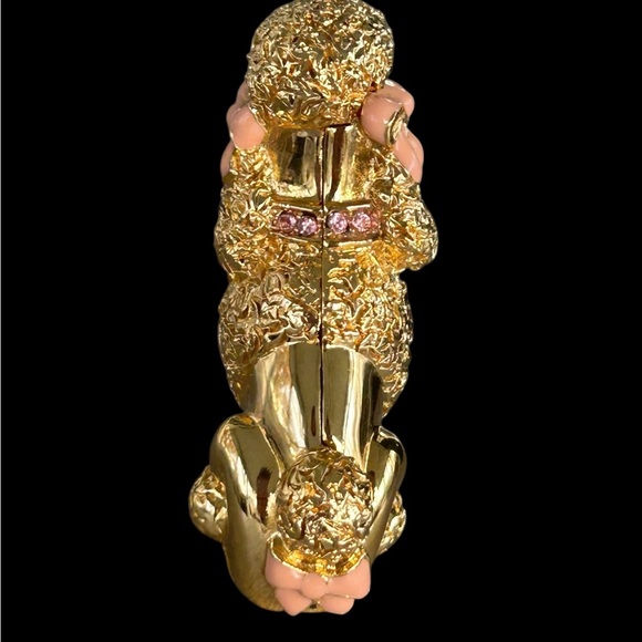 VTG 1999 Estee Lauder Poodle Solid Perfume Compact ONLY Dazzling Gold Rhinestone - Picture 4 of 9